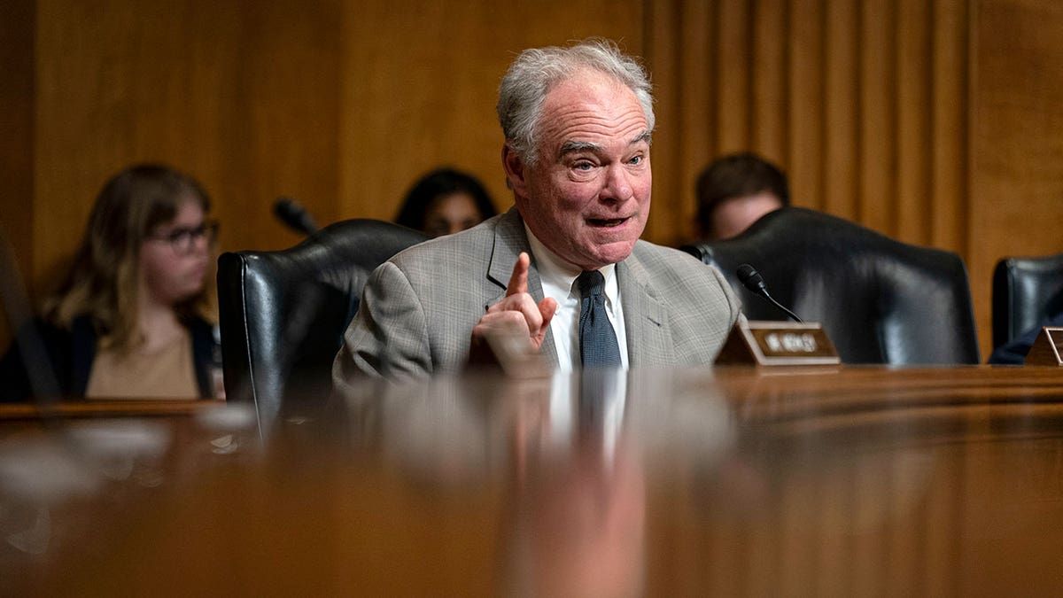 Virginia Democrat Sen. Tim Kaine during a hearing at the capitol