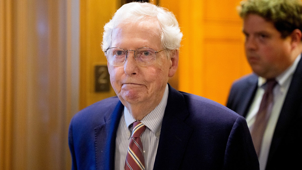 Sen. Mitch McConnell looks on in the capitol