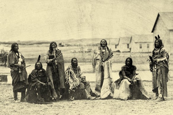 Lakota leaders attending a treaty signing at Fort Laramie in the US state of Wyoming in 1868.