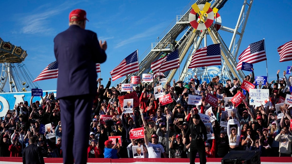 Trump on stage at rally