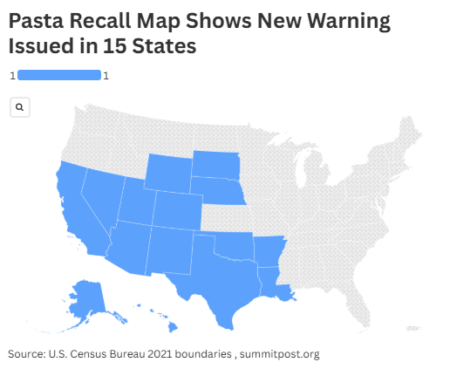 Pasta Recall Map Shows New Warning Issued in 15 States