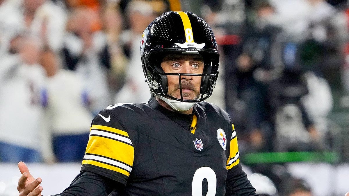 Aaron Rodgers reacts on field