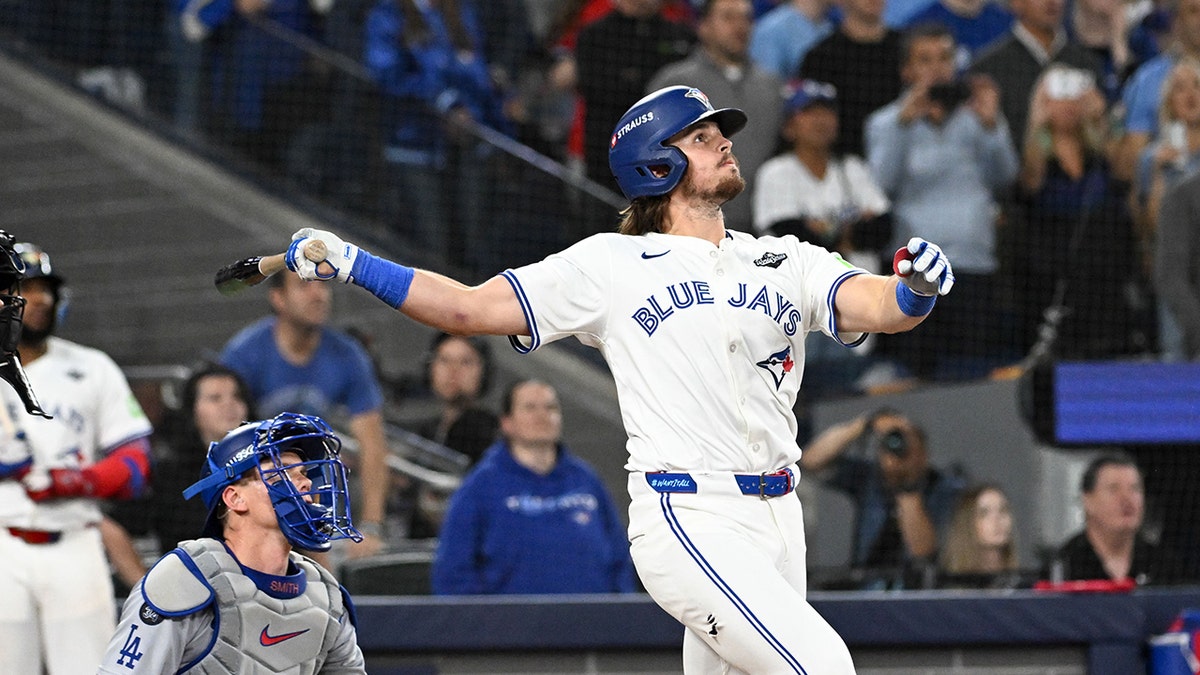 Addison Barger watching home run
