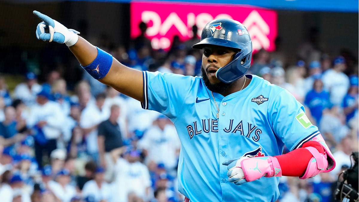 Vladimir Guerrero Jr. celebrates home run
