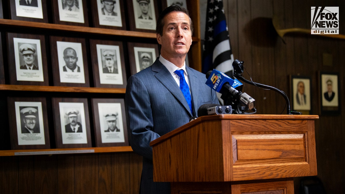 Sen. Bernie Moreno speaks at a press conference alongside Holly, a victim in the viral July 26 brawl in Cincinnati