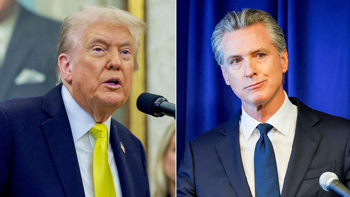 Donald Trump and Gavin Newsom in a split image