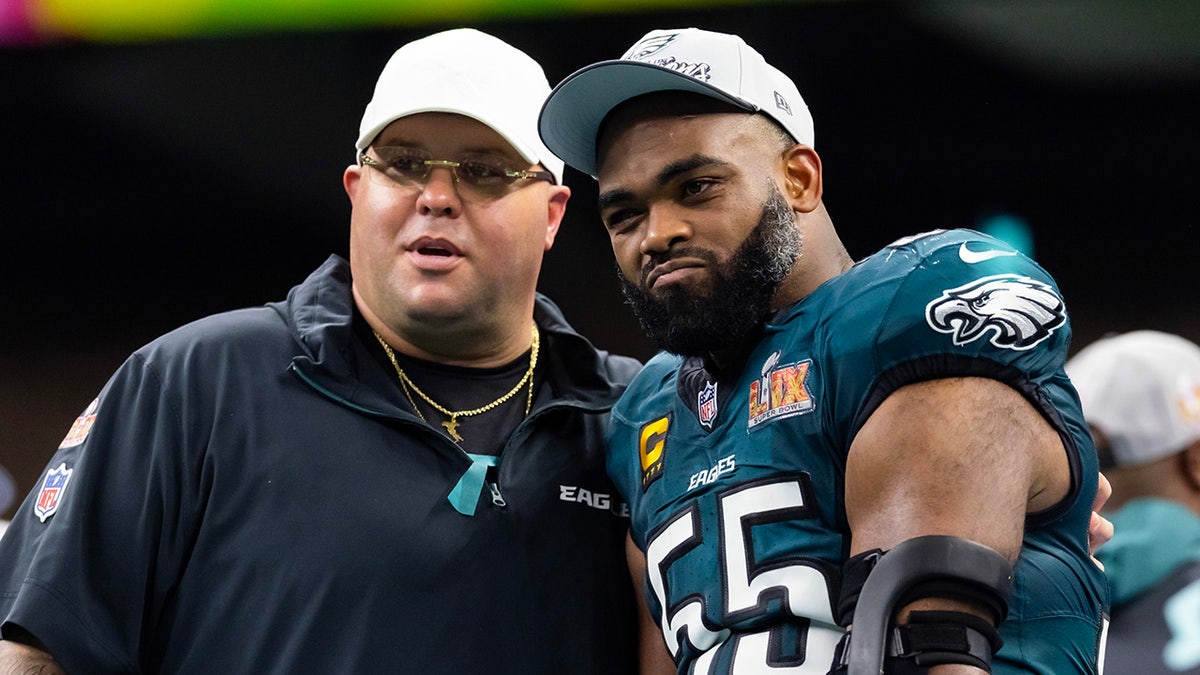 Brandon Graham celebrates a Super Bowl win