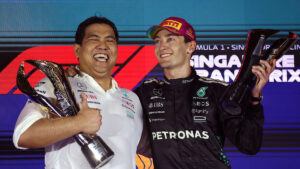 Petronas CEO apologises for ‘misplaced exuberance’ after backlash over champagne shower at Singapore Grand Prix