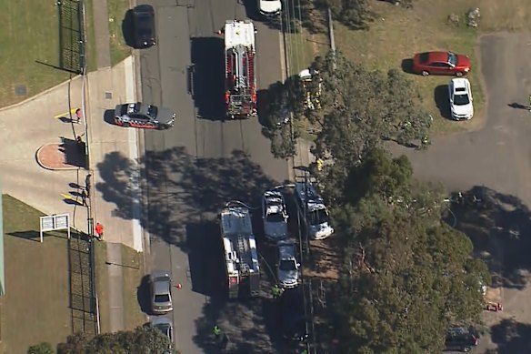 The scene of the helicopter crash on Friday.