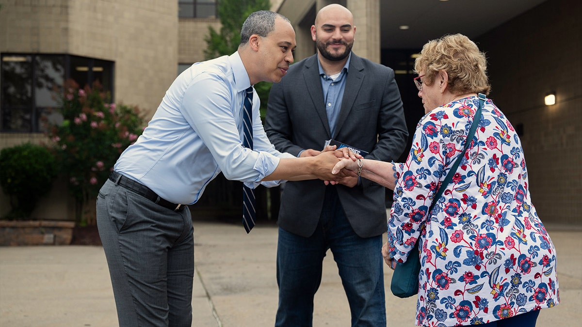 Jay Jones with voters