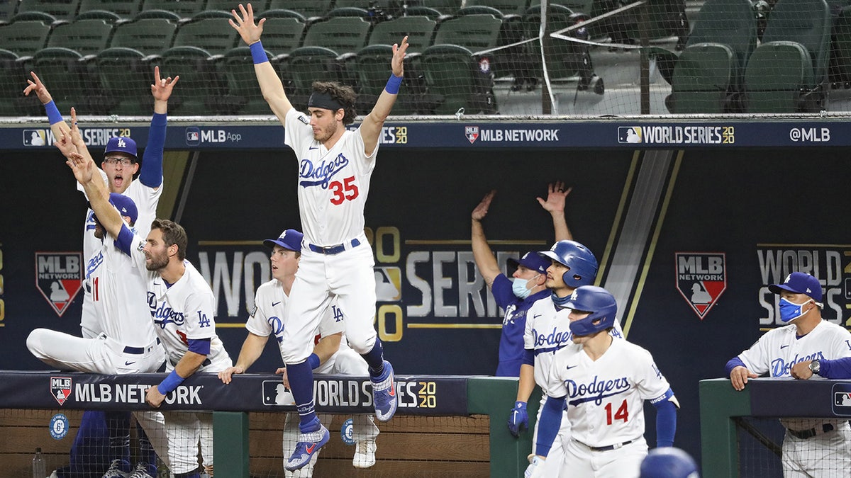Los Angeles Dodgers players celebrate