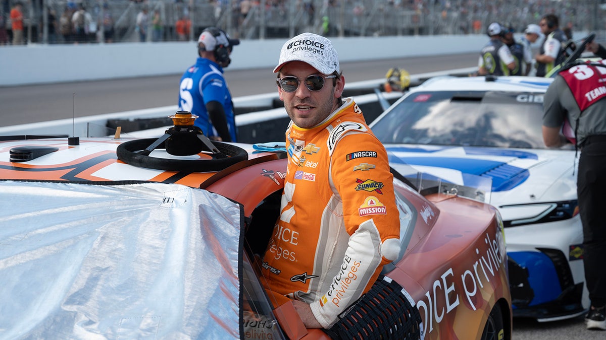 Daniel Suarez coming out of his car