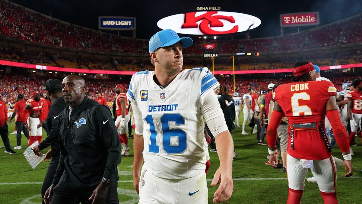 Jared Goff walks off the field