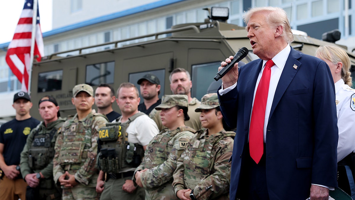 President Donald Trump visits the U.S. Park Police Anacostia Operations Facility