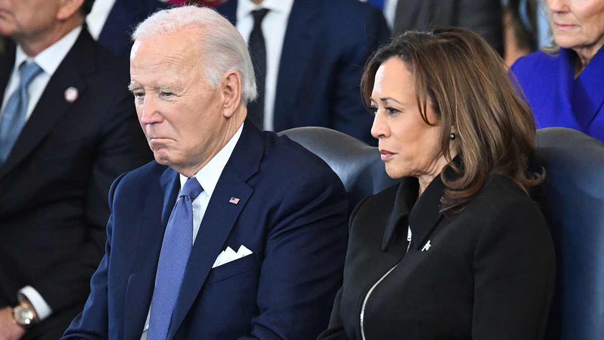 President Joe Biden and Vice President Kamala Harris at President Donald Trump's 2025 inauguration