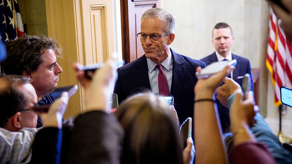 Senate Majority Leader John Thune, R-S.D., outside his office.