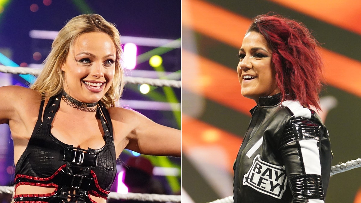 Liv Morgan and Bayley in split photo