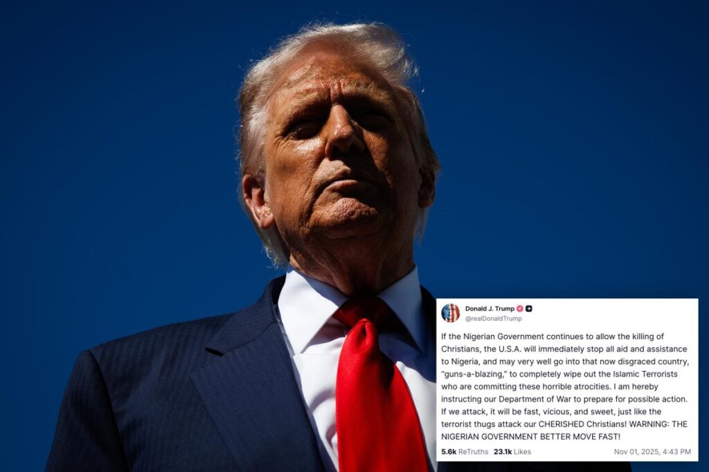 Trump threatens to go into Nigeria ‘guns-a-blazing’ if slaughter of Christians doesn’t stop Trump threatens to go into Nigeria ‘guns-a-blazing’ if slaughter of Christians doesn’t stop