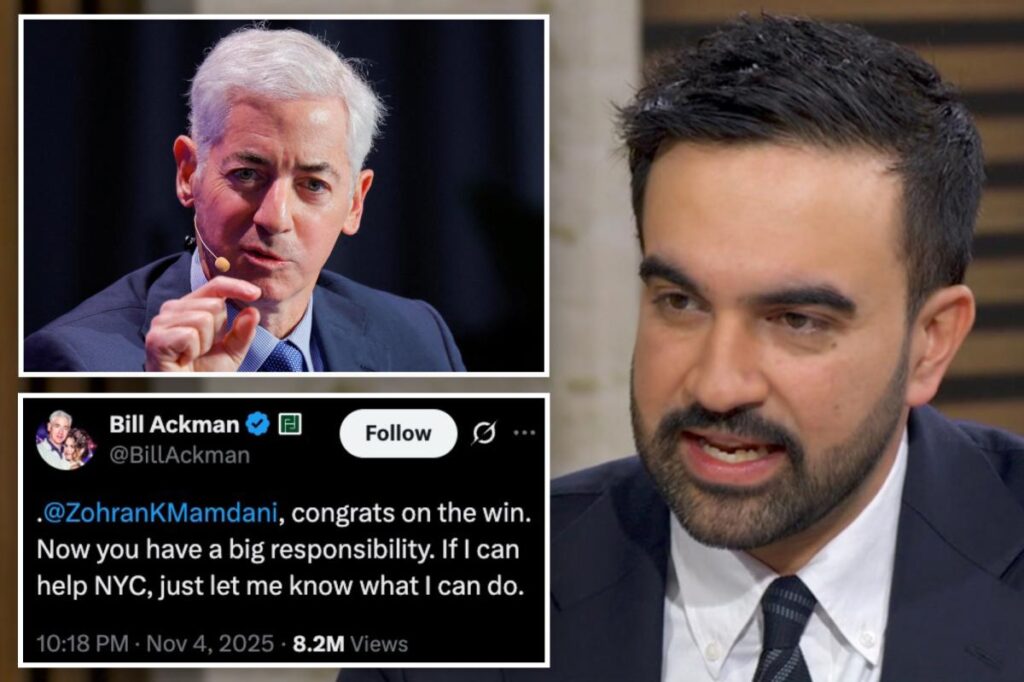 Anti-billionaire Zohran Mamdani responds to Bill Ackman’s olive branch Anti-billionaire Zohran Mamdani responds to Bill Ackman’s olive branch
