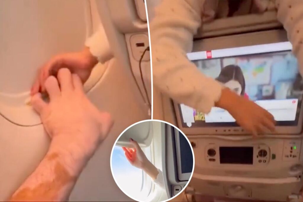 Passenger battles with toddler over plane window shade in hilarious video — sparking parenting debate