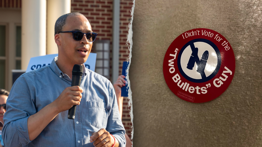 ‘I didn’t vote for the two-bullets guy’: GOP group trolls Jay Jones with stickers at Virginia polls ‘I didn’t vote for the two-bullets guy’: GOP group trolls Jay Jones with stickers at Virginia polls