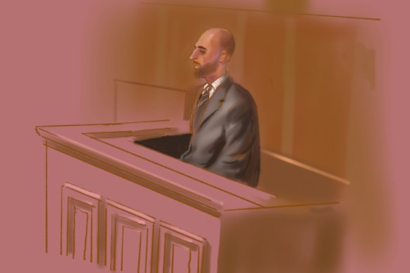 A sketch of Danny Zayat as he is convicted of murder Tatiana Dokhotaru.