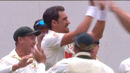 Starc takes diving catch to dismiss Crawley