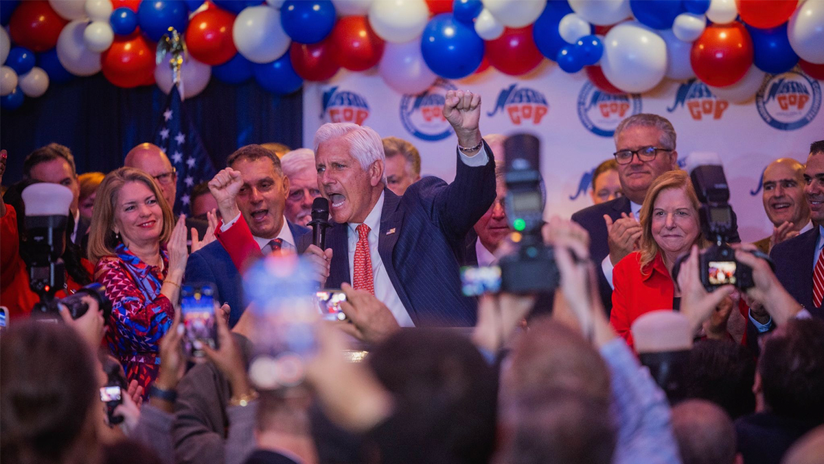 Bruce Blakeman celebrating his election victory with supporters