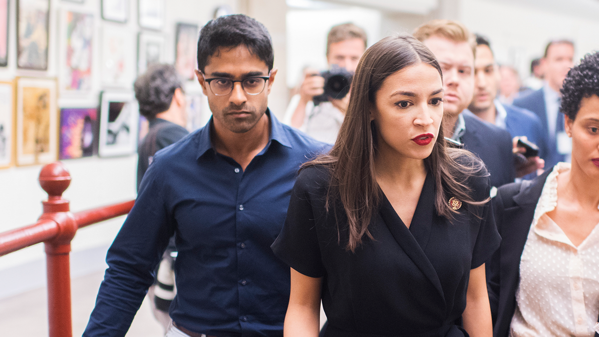 Saikat Chakrabarti appears alongside his former boss Rep. Alexandria Ocasio-Cortez