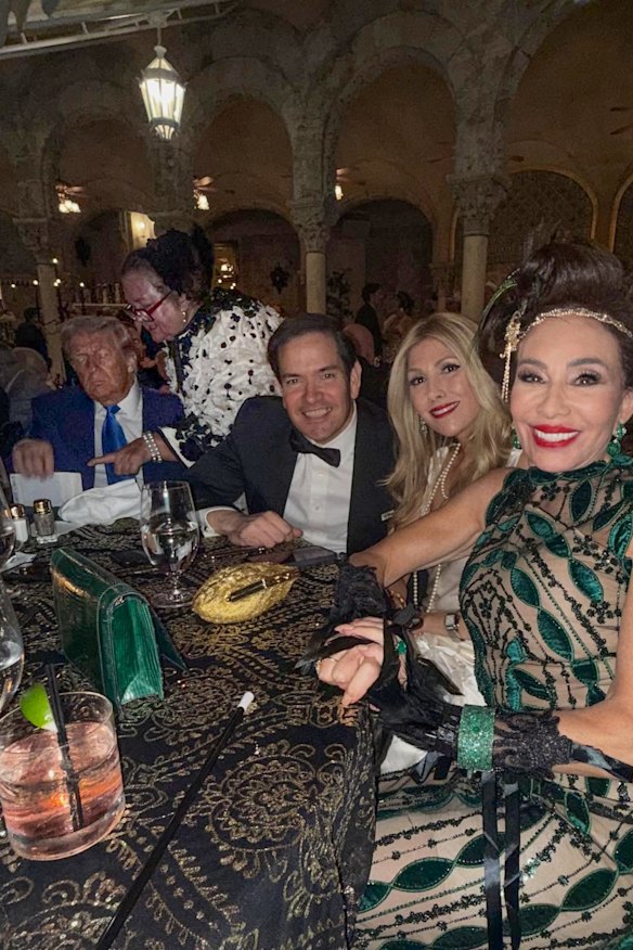 Gina Rinehart talks to the president in an Instagram post from the Donald Trump Halloween party.