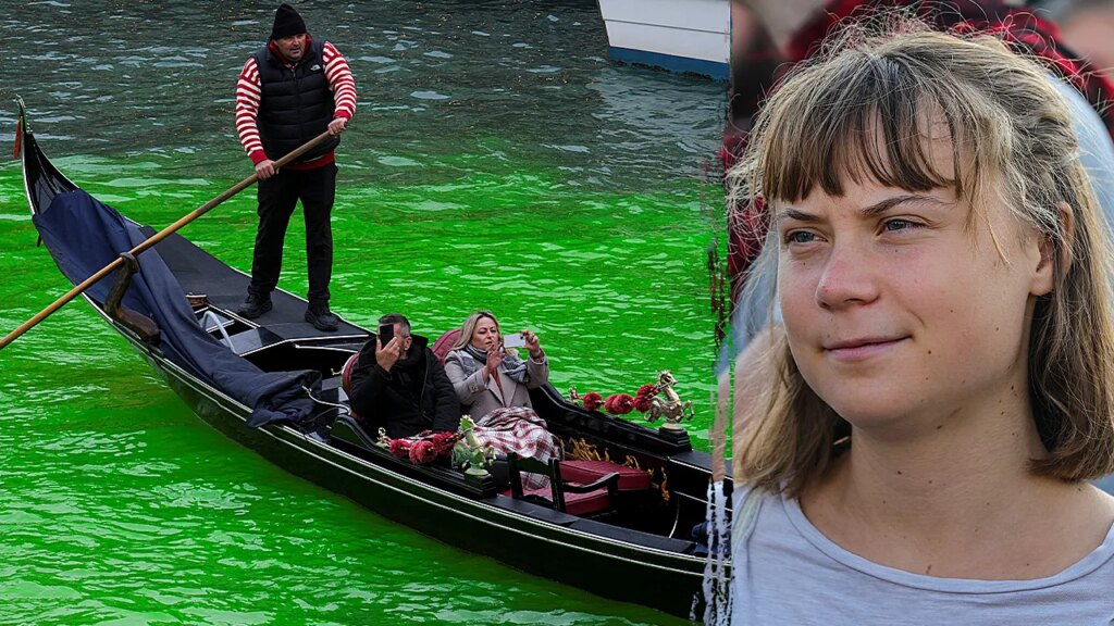 Greta Thunberg fined, banned from Venice after Extinction Rebellion dyes Grand Canal green