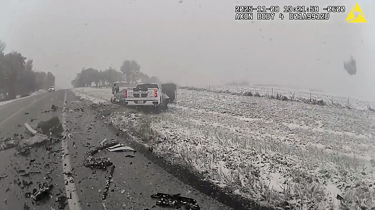 Deputy checks wrecked car after three-vehicle crash in Story County