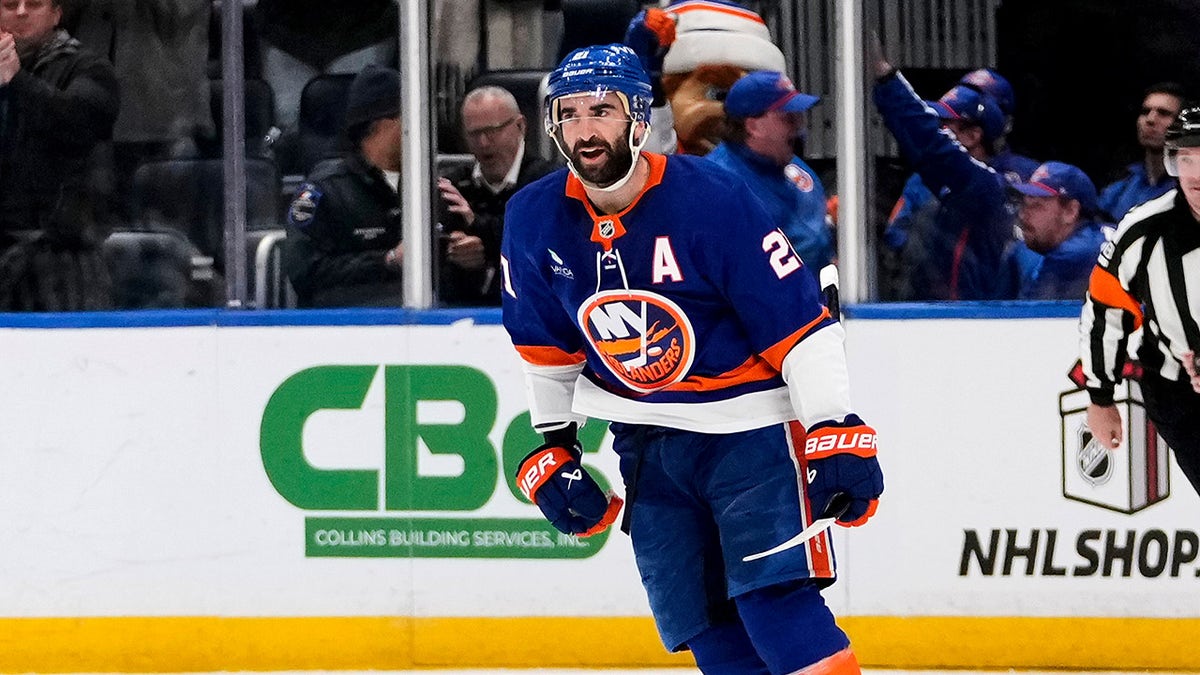 Kyle Palmieri celebrates goal