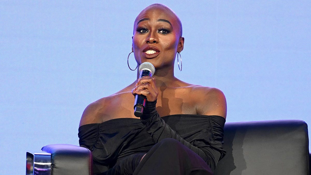 Justine Lindsay speaks in 2023