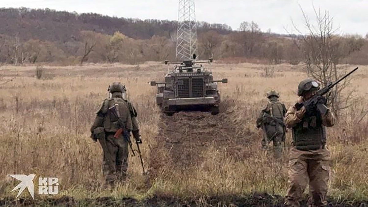North Korean troops sweeping minefields left behind in the Kursk region after months of fighting.