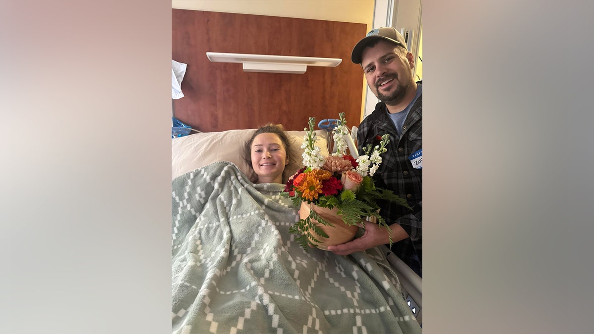 Courtney Steinmetz in a hospital bed