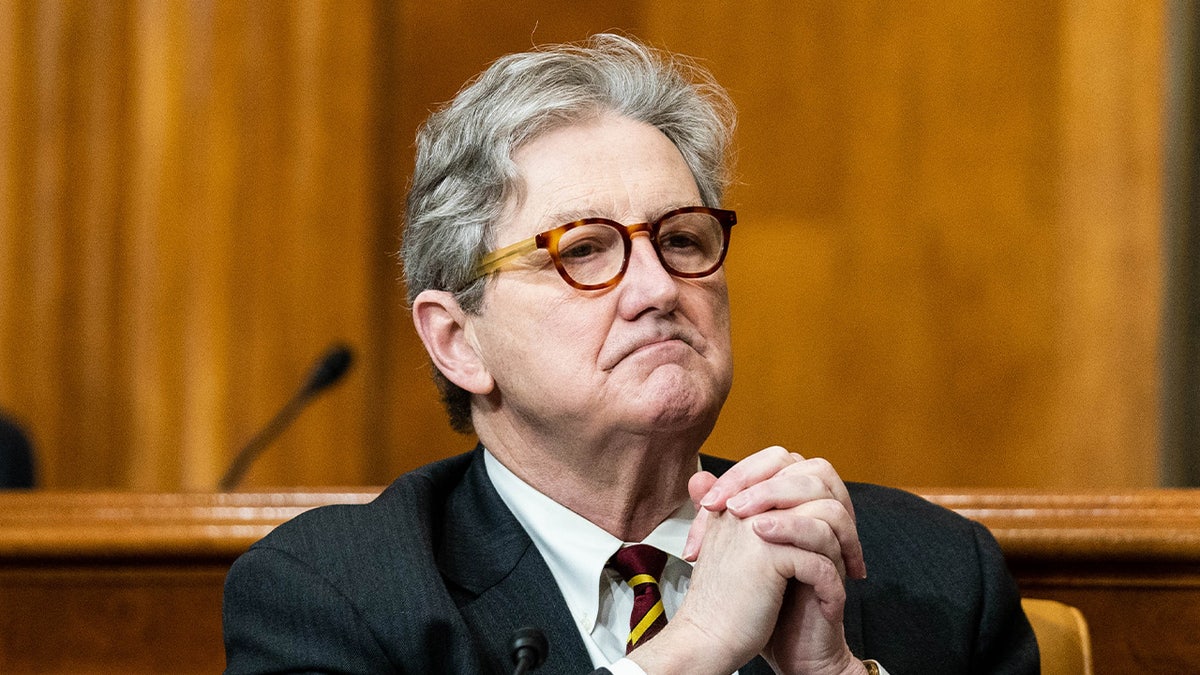 Louisiana Sen. John Kennedy sits in a hearing