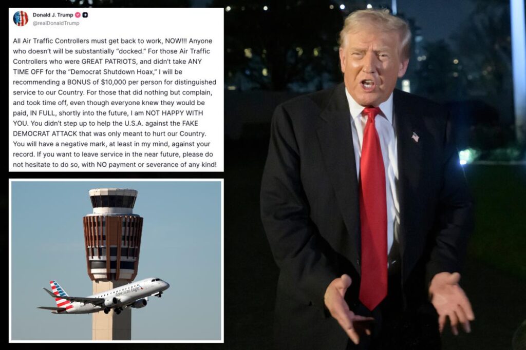 Trump recommends K bonus for air traffic controllers who stayed on job, scolds those who took time off