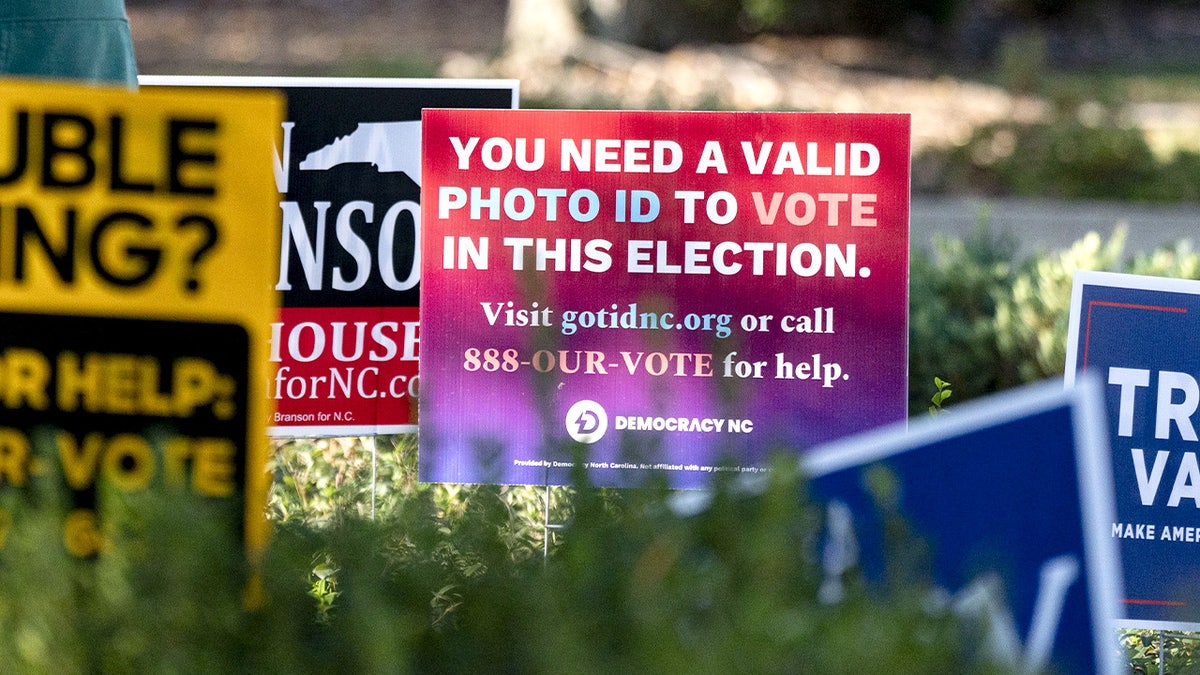 Voter ID signs during the 2024 election