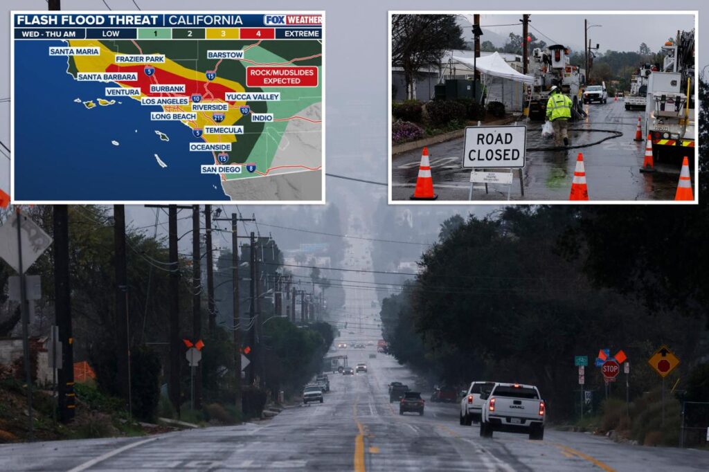 Powerful storm will dump heavy rain on Los Angeles, threatening flash floods during Christmas holiday