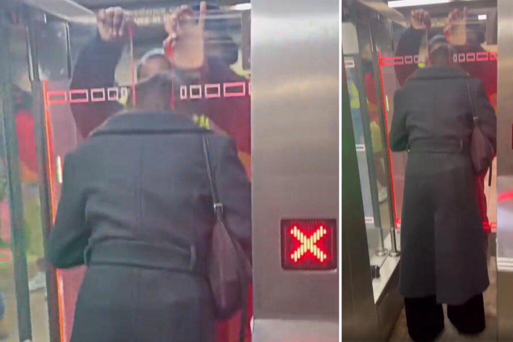 Suspected fare-beating straphanger gets stuck in new MTA turnstile gate, wild video shows