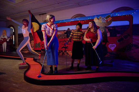 Swingers is a mini-golf course designed by female artists.