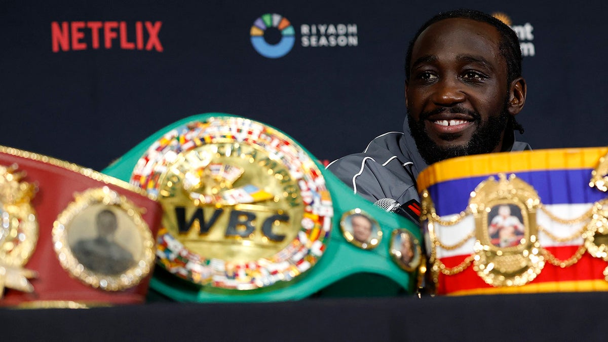 Terence Crawford speaks to reporters