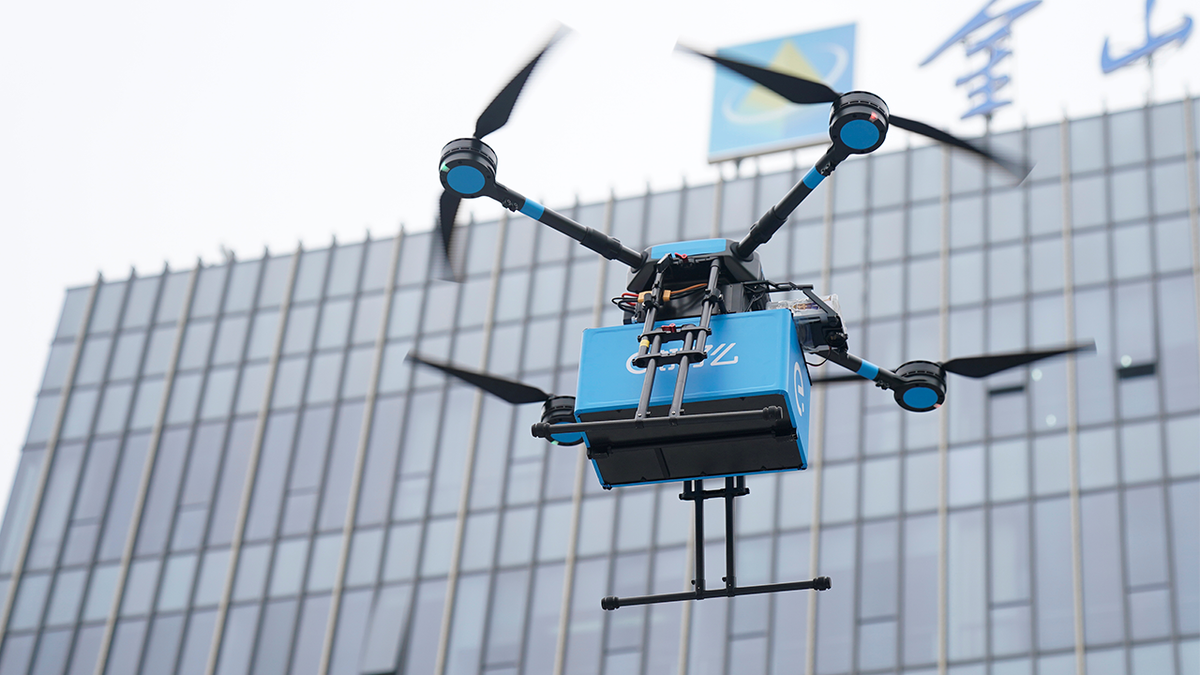 A drone is seen during a demonstration