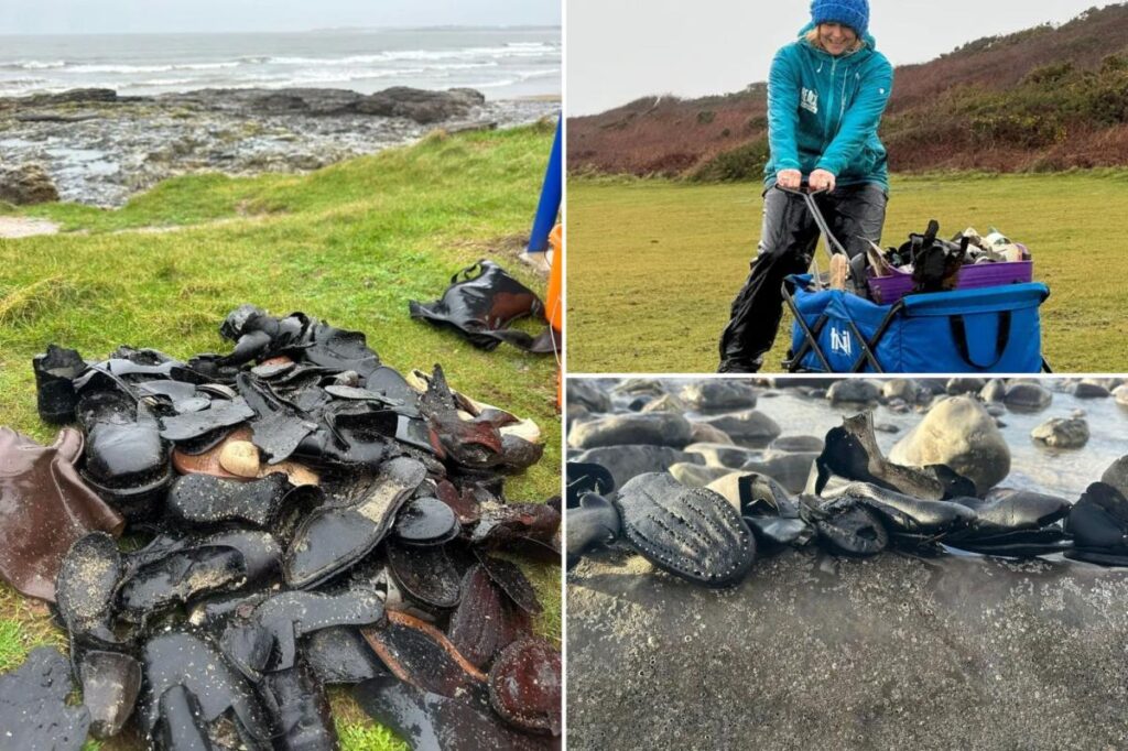 Mystery unfolds after hundreds of shoes wash up on beach from Victorian shipwreck