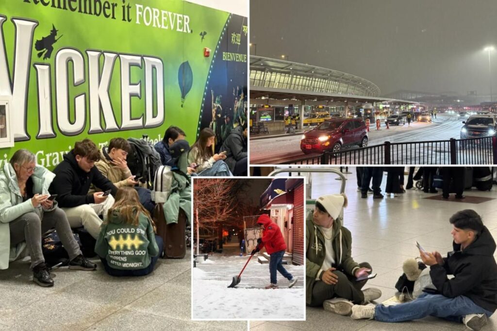 Holiday travelers stranded at JFK Airport as winter storm triggers hundreds of flight cancellations