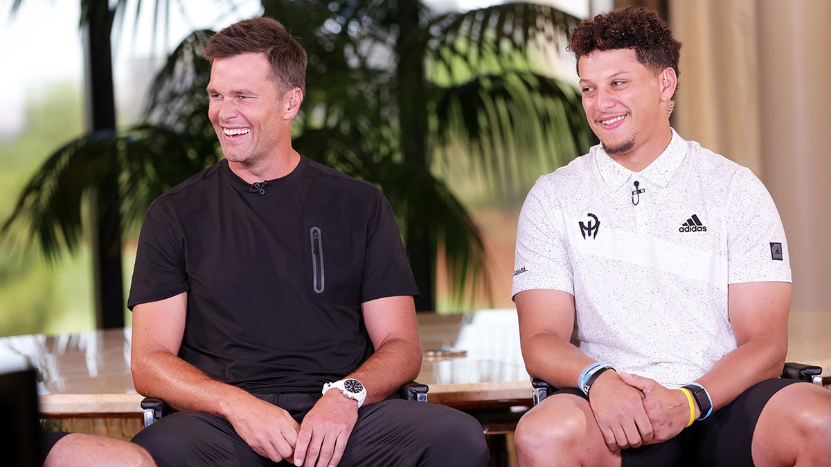 Tom Brady and Patrick Mahomes participate in a roundtable