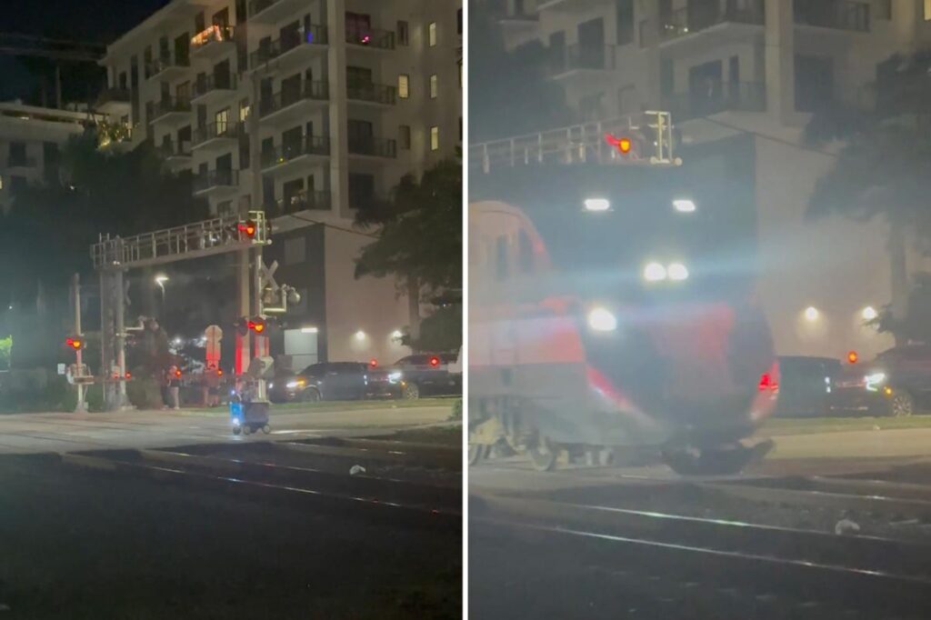 Stuck Uber delivery robot destroyed by Miami train