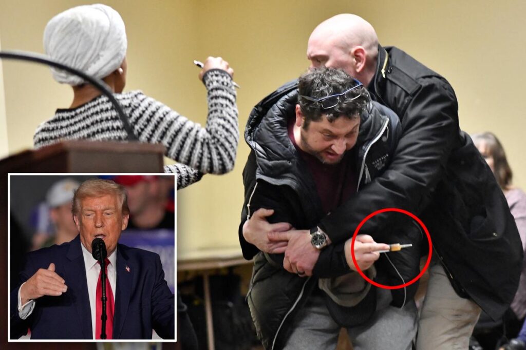 Trump claims Rep. Ilhan Omar ‘probably had herself sprayed’ in syringe attack Trump claims Rep. Ilhan Omar ‘probably had herself sprayed’ in syringe attack