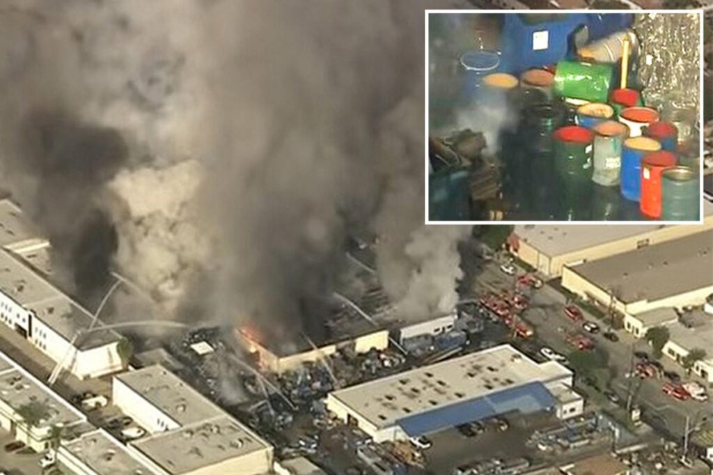 Massive inferno, explosions rip through SoCal metal yard — forcing shelter-in-place order from toxic cloud
